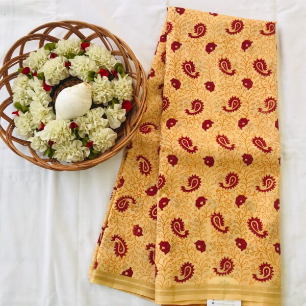 Block printed Soft silk saree